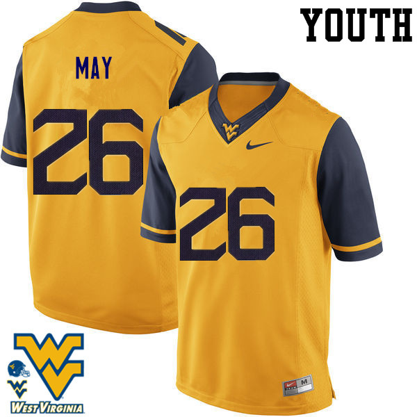 NCAA Youth Tyler May West Virginia Mountaineers Gold #26 Nike Stitched Football College Authentic Jersey KX23I70PR